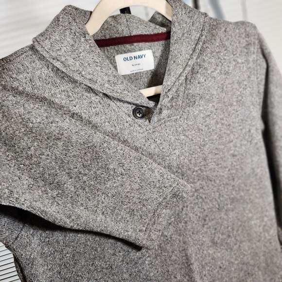Old Navy Boys XL $40 Heather Gray Shawl Collar Sweater Sweatshirt Pullover - Picture 6 of 7